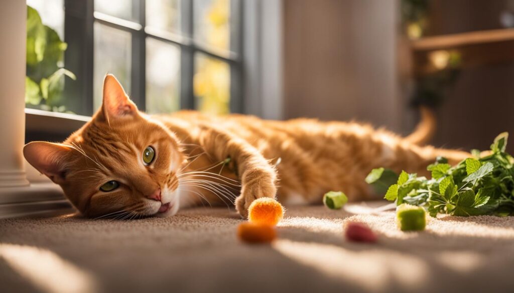 Cat playing with catnip toy